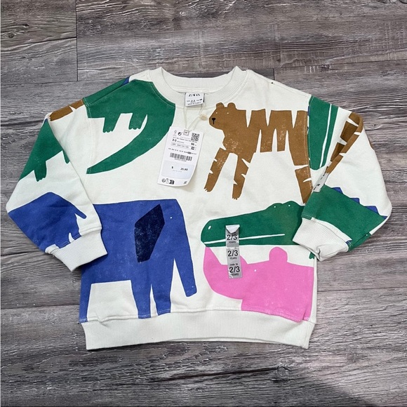 ZARA Kids Multicolored ANIMAL SWEATSHIRT - Picture 6 of 6